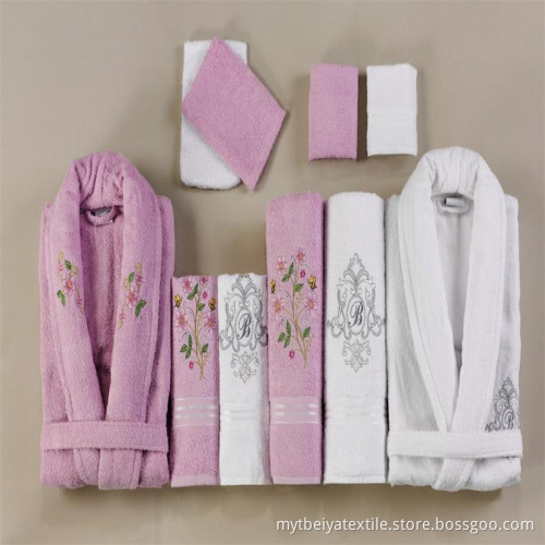 Wholesale Comfortable Printing 100% Cotton Terry Family Bathrobe Set